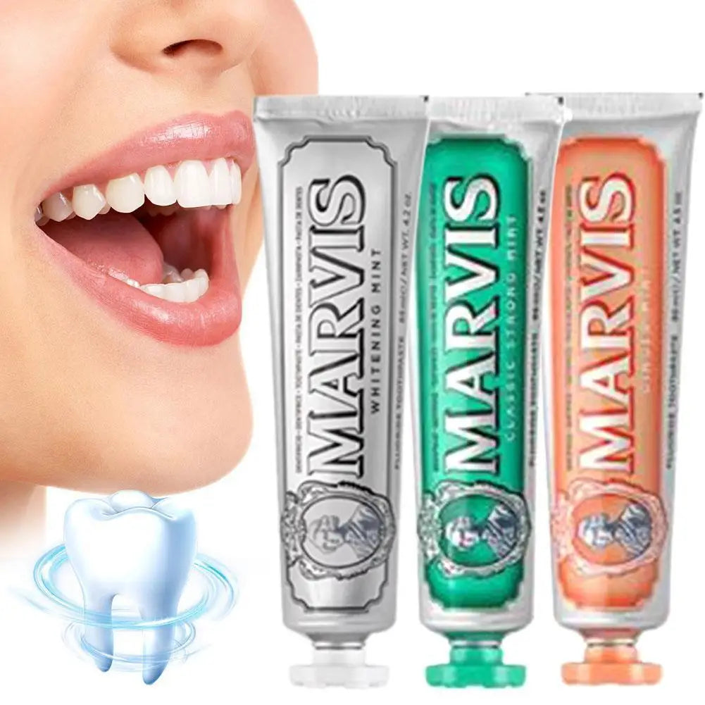 Marvis 85ml Whitening Mint Fresh Toothpaste Strong Breath Remove Smoke Stains Toothpaste Relieves Bad Breath Cleaning Teeth Care