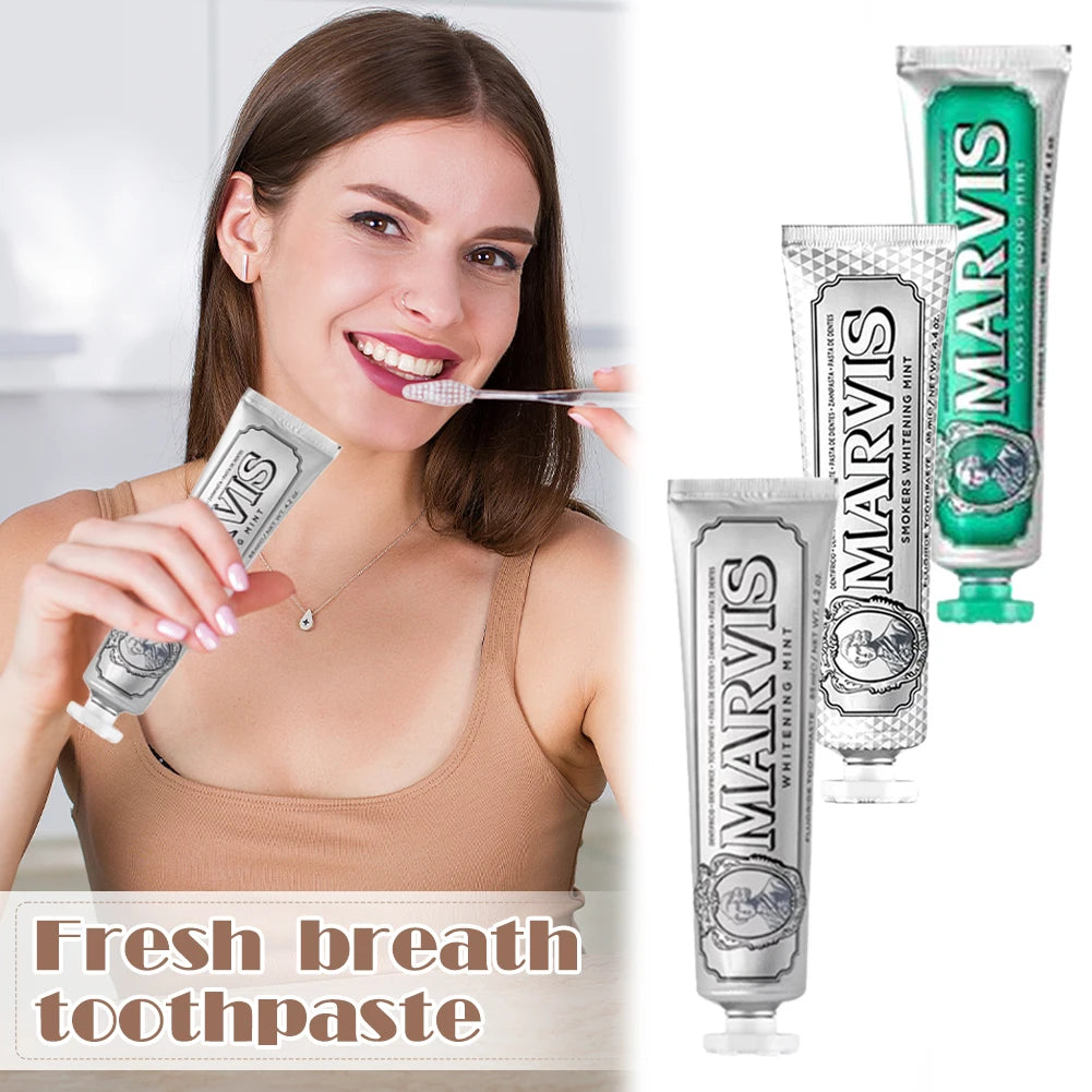 Marvis Whitening Toothpaste 85ml - Italian Refreshing Mint Toothpaste Whitens, Reduces Plaque, Protects Teeth
