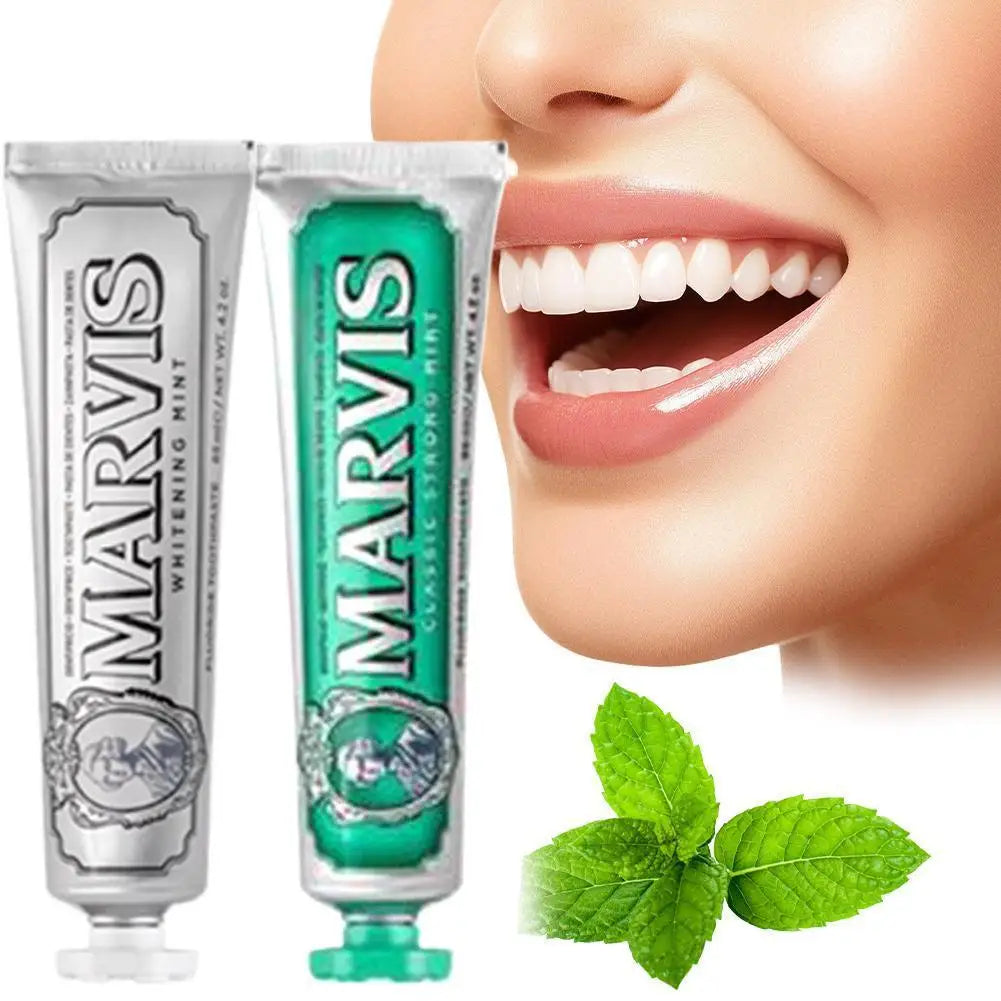 Marvis 85ml Whitening Mint Fresh Toothpaste Strong Breath Remove Smoke Stains Toothpaste Relieves Bad Breath Cleaning Teeth Care